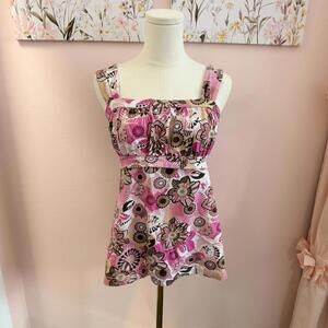 Y2K Beth Pink Floral Mini Dress | Retro Babydoll Party Dress